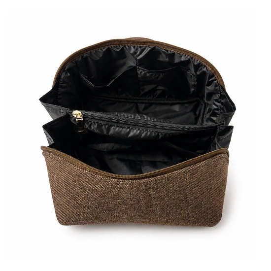 Travel Cosmetic Bag Canvas Brown