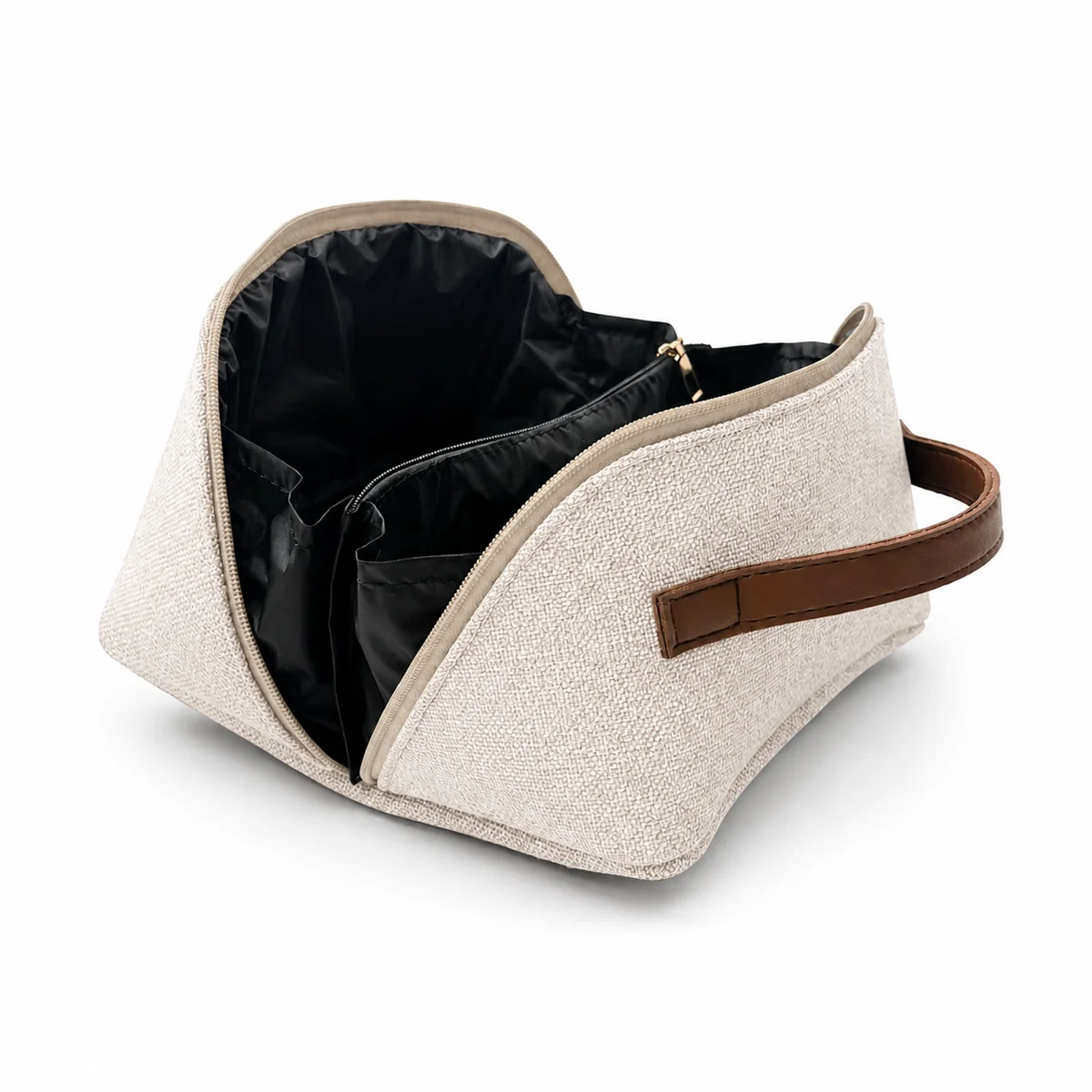 Travel Cosmetic Bag Canvas Beige