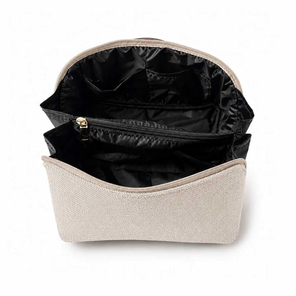 Travel Cosmetic Bag Canvas Beige